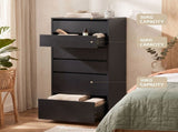 Artiss 2x Chest of 6 Drawers Dresser Tallboy Black FURNI-N-CDR-6D-BK-ABX2