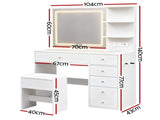 Artiss Dressing Table LED Vanity Desk Set Stool White FURNI-L-DRESS07-WH-AB