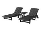 Gardeon Sun Lounge Lounger Table and Chairs Beach Chair HDPE Patio Outdoor Furniture Wheels Black FF-LOUNGE-3ADHE-BK