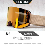 Magnetic Flip-Up Ski Goggles with Anti-Fog Cylindrical Lens for Snow Sports, Winter Hiking, and V1341-ZY-JNQ8ZBDG-C