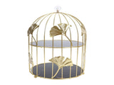 Gold Bird Cage Shape 2 Tier Cupcake Cake Stand Cosmetics Storage Rack Jewelry Display Holder Multi V1294-YM0901-3117250124611