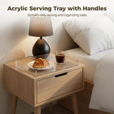Acrylic Serving Tray with Handles, 16 x 12 in Clear Rectangular Tray, Large Organizer Tray with V1369-AZ3-W-08868