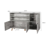 Levede Buffet Sideboard Storage Cabinet Grey CH1065