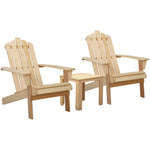 Gardeon 3PC Adirondack Outdoor Table and Chairs Wooden Beach Chair Natural FF-BEACH-UF-CH-NW-3PC