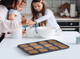 2 Pack 12 Cavity Brownie and Muffin Pans, Non Stick Carbon Steel Bakeware for Mini Cakes, Brownies, V1189-LC-AMZ-00082