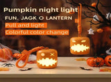 3PCS Dual-Sided Halloween Pumpkin Fun Lantern - Rechargeable Pull Cord LED Night Light with 7-Color V888-ELOSUNG55152-3