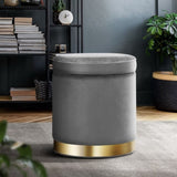 Artiss Ottoman Storage Foot Stool Round Velvet Charcoal FS-B-673-VEL-CH