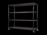 Modular Wire Storage 150x35cm Steel Shelving Black With Wheels For Garage Warehouse Or Kitchen V63-841401