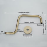 Shower Head Riser Pipe,Goose Neck Shower Arm 13 Inch Shower Head Extension Arm with Flange,Standard V1258-DP02-C-2246