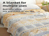 59" x 79" Bohemian 100% Cotton Reversible Throw Blanket - 3-Layer Washed Muslin Gauze Breathable V888-ELOSUNG55369