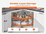 28" Kidney Shaped Chrome Corner Organizer, 360&deg Rotatble Kitchen Base Cabinet Blind Corner, 2 Tier V952-QKXBMJSNLDGGTNJRVV0