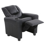 Set of 2 Oliver Kids Recliner Chair Sofa Children Lounge Couch PU Armchair Black V563-75609-BLACK-2CHAIRS