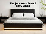 Artiss Bed Frame King Single Size LED Gas Lift Black LUMI BFRAME-G-LED-LUMI-KS-BK-ABC