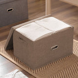 SOGA 2X Coffee Large Foldable Canvas Storage Box Cube Clothes Basket Organiser Home Decorative Box SBOX011X2