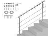 Handrails for Outdoor Steps, 59 in Length 3 Crossbars Stair Hand Rail Kit, Transitional Stainless V952-BXGSLZFS150CBU3NGV0