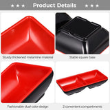 15PCS Dual Dipping Bowls, Melamine Soy Sauce Dishes, Sushi Sauce Dipping Plates, Divided Cups, 2 V1369-AZ3-W-08826