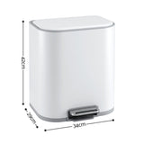 Cefito 20L Trash Bin Steel Pedal Bins Soft Close Kitchen Rubbish Waste Can White RB-20L-1C-WH