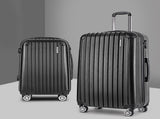 Wanderlite 20in 28in Luggage 2Set with Zipper Lock Carry On Hard Shell Travel Suitcase Luggage Case LUG-ABS-ECO-2SET-BK