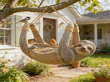 Sloth Resin Bird Feeder Whimsical Garden Ornament with Metal Mesh Tray Outdoor Hanging for V1366-AZ2-W-14802