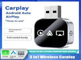3-in-1 Wireless CarPlay Adapter Smart CarPlay AirPlay Android Auto USB Dongle Wired CarPlay to V1189-LC-QP-00269