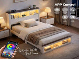 Artiss King Single Bed Frame with Storage Bookcase Headboard and Footboard, White WBED-F-LYMES-KS-WH-AB