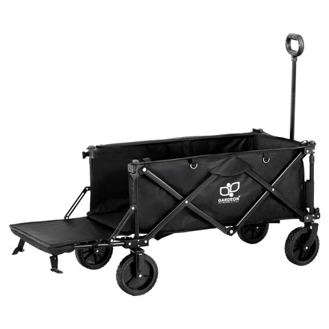 Gardeon Garden Cart with Opening Rear Black GCT-FABRIC-SIDE-120KG-BK