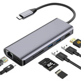 INTACT 9826T 7-in-1 USB-C Adapter HDMI/RJ45/USB3.0*2/SD/TF/ Type-C PD V28-ELEINT9826T