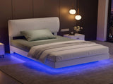 Levede Floating Bed Frame With RGB LED Light Headboard Base Platform Single BF1059-S-BG-AU