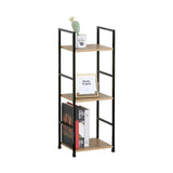 CARLA HOME 3 Tier Bookshelf - Wood Metal Display Shelf - Brown - Rustic - Steel - Living Room Office V178-36410