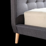 Queen Linen Fabric Deluxe Bed Frame Grey V63-819173