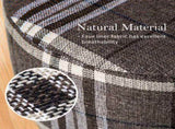 2X Fabric Ottoman Round Wooden Leg Foot Stool - LATTICE V274-FT-GQST01-GYBK2
