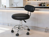 Levede Swivel Office Chair Round Rolling Stools PU Leather Height Adjustable BR1071-BK-M-AU