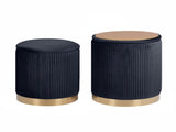 2X Side Table Storage Ottoman - Velvet Stool MIRA Black V274-FT-VR-205VASS-BK