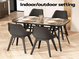 Gardeon 120CM Outdoor Dining Table Steel Parasol Hole Desk Patio Furniture Black ODF-DINTB-120