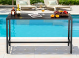 Outdoor Bar Table, 120 x 37.5 cm Patio Bar Table, Waterproof Top & Sturdy Metal Frame, Rectangle V952-ZFLTJBZFX4720NCC7001V0