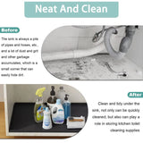 Waterproof Silicone Under Sink Mat Black Flexible Cabinet Liner with Drainage Hole, 34 x 22in V1237-ZY-522-0078