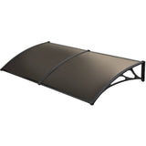 SHADE SHIELD 2x1m Aluminium Exterior Awning, Black DIY External UV Rain Protection Grey Tinted V219-OAWFIXSS21GA