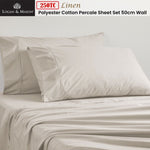 Logan and Mason 250TC 50% Polyester 50% Cotton Percale Sheet Set Linen 50cm Wall King Single V442-LED-SHEETS-250TCPOLYCOTTON-LINEN-KS