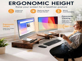 CARLA HOME Dual Monitor Stand Riser, Adjustable Length and Angle, Brown LSB-36577