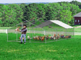 Metal Chicken Coop 9.8x19.6x6.5 ft Walk-in Chicken Run with Cover Spire Roof V952-JSJS362MJDDM8VS9P001V0