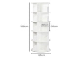Levede Rotating Bookshelf 5 Tier Book Storage Space Saving Round Tower White CH1190-5-AU