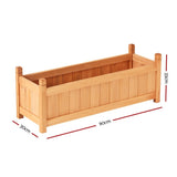 Green Fingers Garden Bed 90x30x33cm Wooden Planter Box Raised Container Growing GARDEN-WOOD-BOX-90