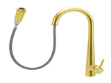 Round Brushed Gold Pull Out Kitchen Sink Tap Basin Mixer Faucet Flexible Spout V1233-KRD515G