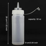 Plastic Condiment Squeeze Bottles 3 Pack with Tip Caps, 32 Oz for Sauce Ketchup Mustard and Olive V1189-LC-RY-00093
