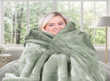 Laura Hill 800-GSM Mink Blanket Queen Size Double-Sided Soft Plush Bed Faux Throw Rug Sage MNKHV-SG