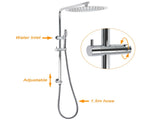 WELS 12" Rainfall Brass Handheld Twin Shower Heads Rail Diverter Arm Round Mixer Set V1233-C4902B22HT006CKSR112KRD201CR