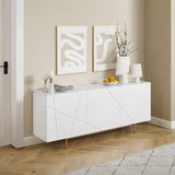 Buffet Sideboard Colour Ceramic Top MDF in Glossy White Gold Colour V43-BFT-AMLA