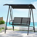 Gardeon Outdoor Swing Chair Garden Bench Furniture Canopy 2 Seater Black GSC-BST-2S-BK