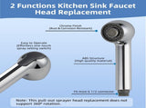 Pull Out Sink Sprayer Head Replacement, 2 Function Kitchen Sink Faucet Head, G1/2 or 13/16 Inch V1258-DP02-C-800