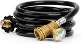 12 FT Propane Extension Hose with Gauge - Leak Detector Replacement for Propane Appliances,Standard V1258-DP02-C-513